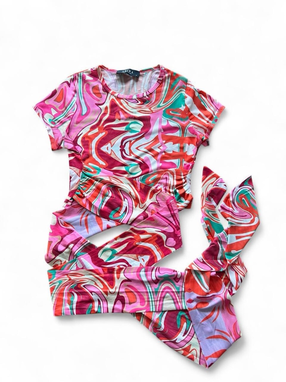 AKIRA  Multicolor Swirl Crop Top